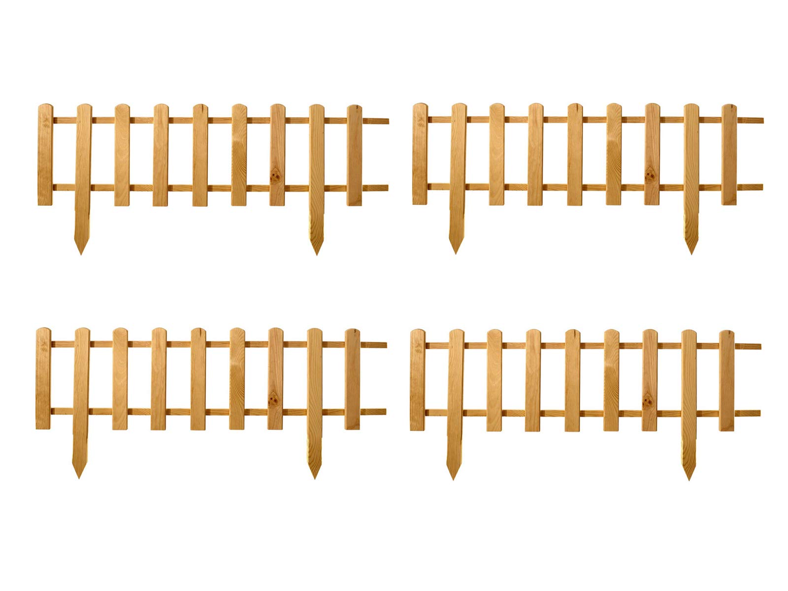 Wooden Picket Fence, Waterproof impregnated Fence Panel, Front Garden Fence, mini Fence, Ornamental Garden Fence, Lattice Fence (4 Pieces - 94 x 20 cm, Natural)