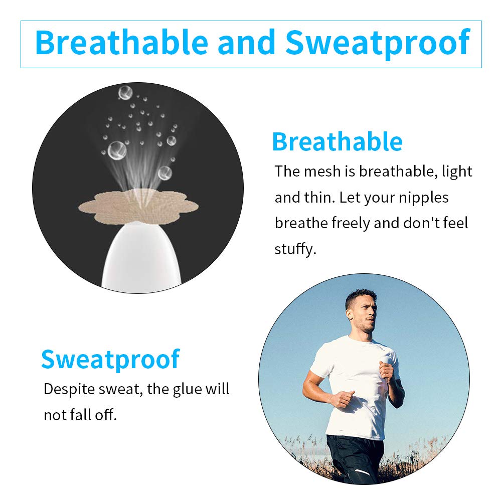Cache Teton Homme Sport, Protege Teton Running Homme | Protection Teton Running, Marathon Gear, Respirants, Invisibles, 3,5cm (Main hors de la Face Adhésive)