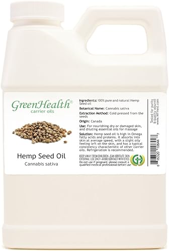 Aceite de semilla de cáñamo, aceite portador 100% puro y prensado en frío para piel, cabello y uñas, hidratante y de rápida absorción, ideal para