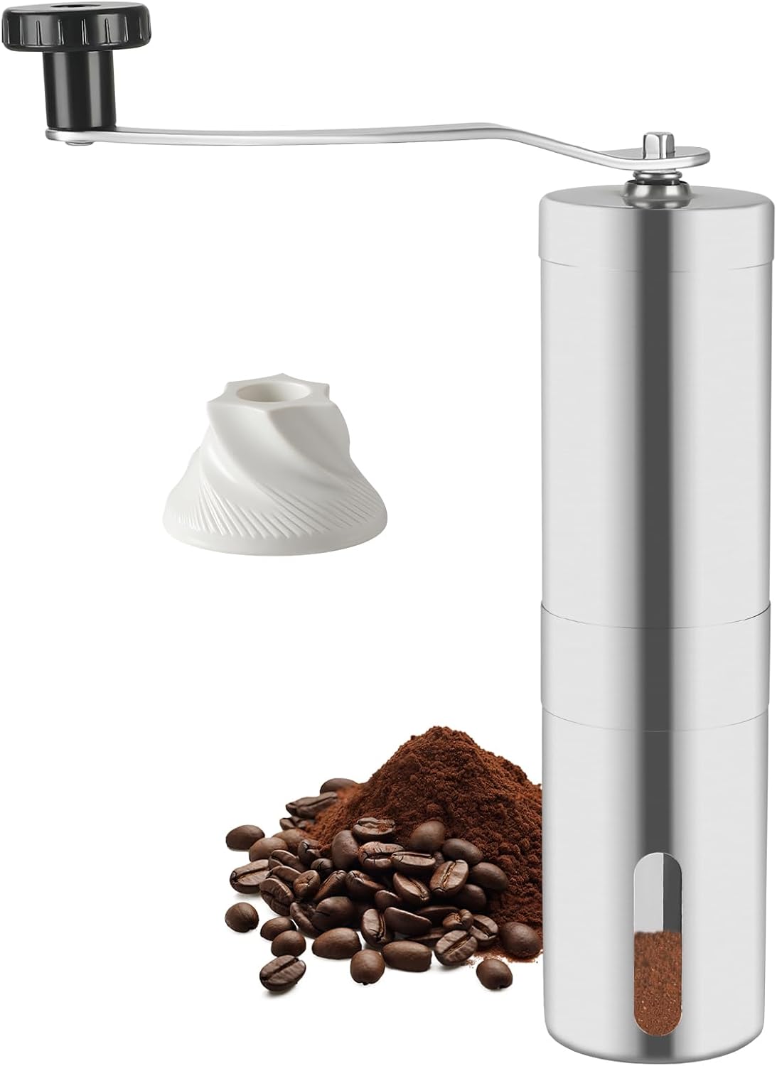 Mongdio Manual Coffee Grinder, Portable Hand Coffee Grinder with Washable Ceramic Grinding Core, For Travel, Camping and Home Use