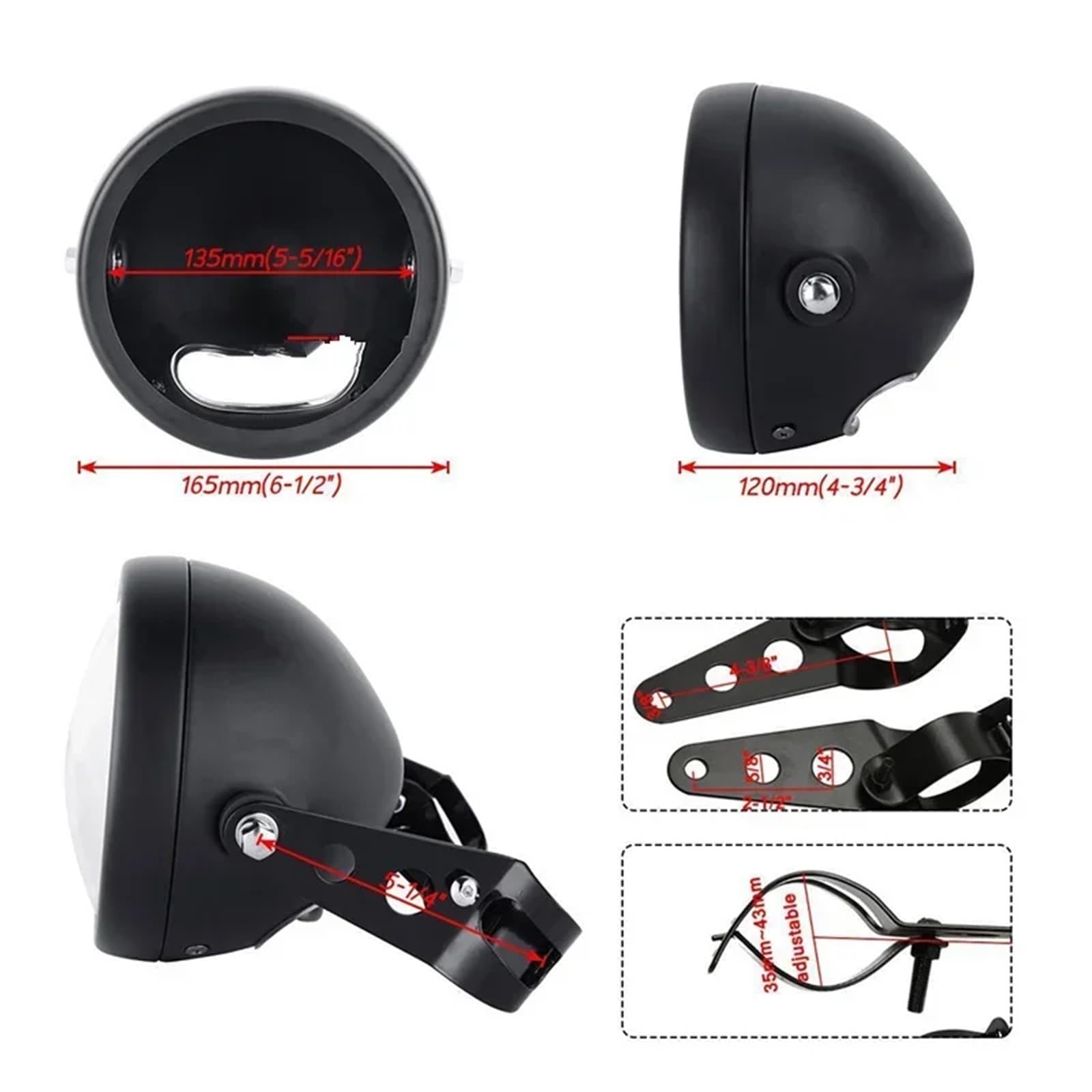 MESKEL Fari Anteriori Moto per Sportster per Iron 883 per Dyna per Triumph per Street per Speed ​​per Triple 5 3/4" Faro Moto LED da,75 Pollici/alloggiamento | Light and housing