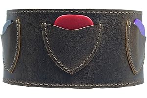 Handmade Distressed Leather Guitar Pick Holder Wristband