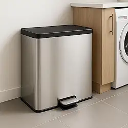 Lixeira Seletiva Tripla em Inox, 30 Litros, 3 Compartimentos Removíveis, Pedal, 43x45x27cm