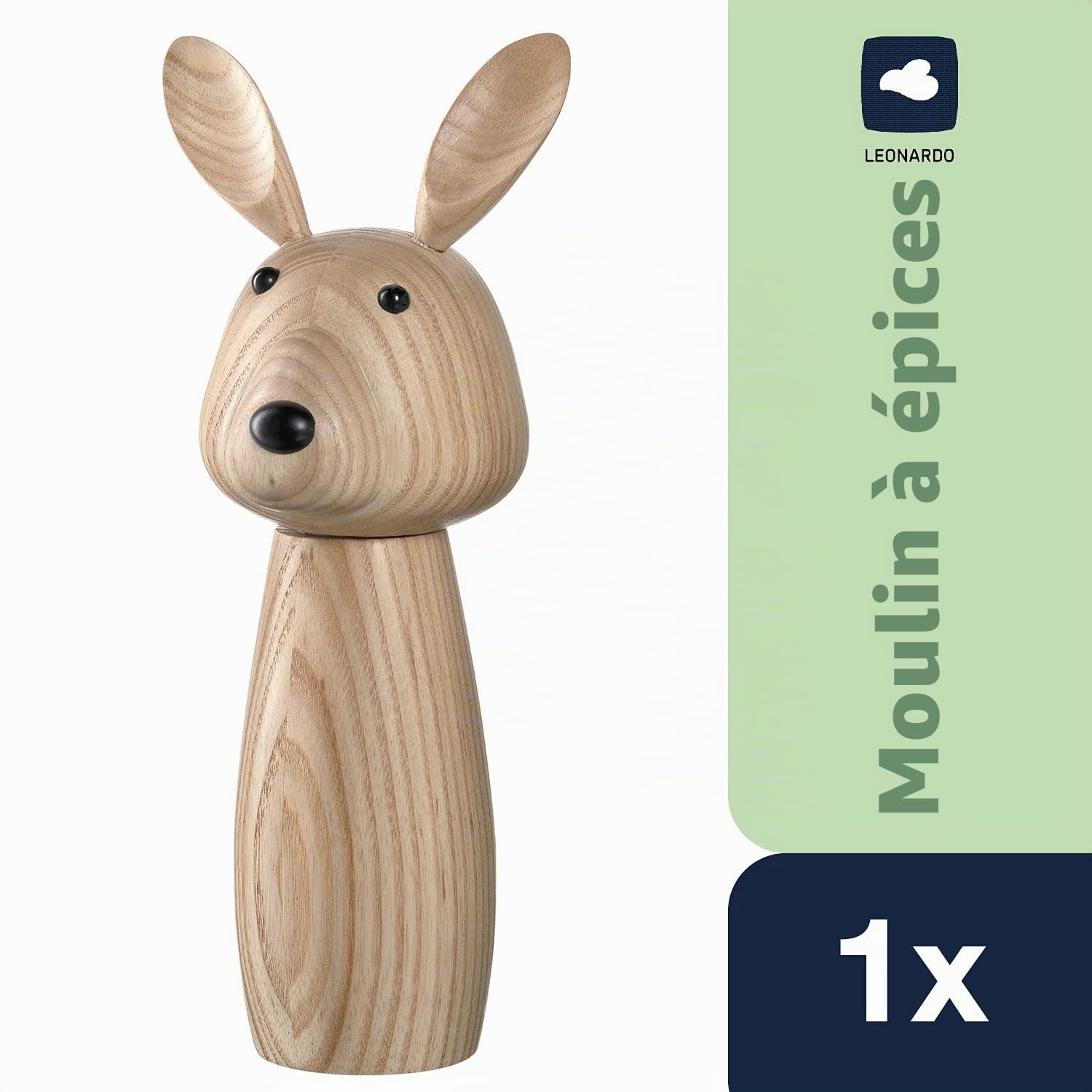Leonardo Cucina 018699 Moulin à épices en bois Motif lapin Marron 25 cm