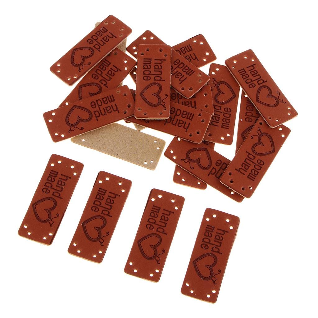 MERISHOPP®20pcs/Pack Leather Handmade Label Tags DIY Sew Clothes Craft Patches Brown 003|Crafts | Sewing | Embellishments & Finishes | Trims-image-43