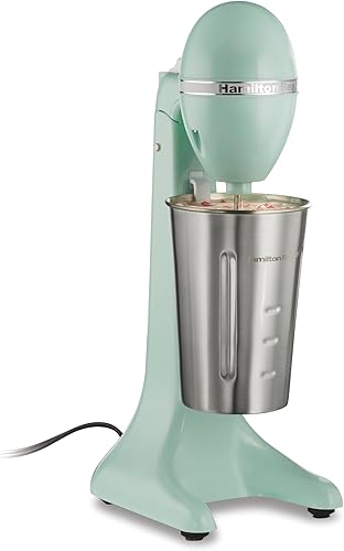Hamilton Beach DrinkMaster - Mezclador eléctrico de bebidas, mezclador retro y espumador de leche, 2 velocidades, extra grande de 28 onzas, taza de