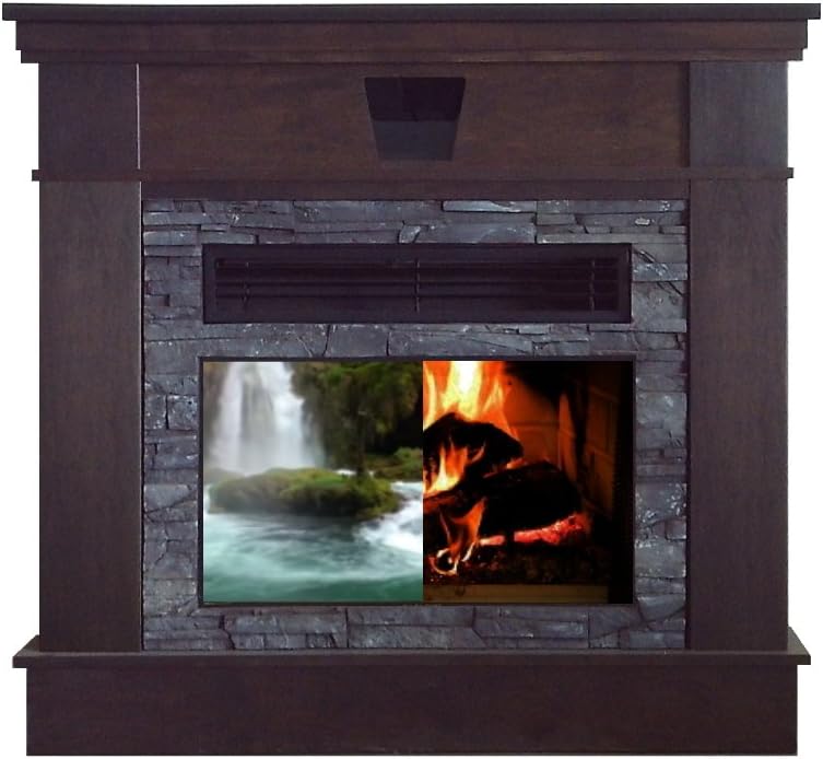 Hidden Comfort 12000 btu 20 SEER Mini Split Inside of a Fireplace Surround (Brown)