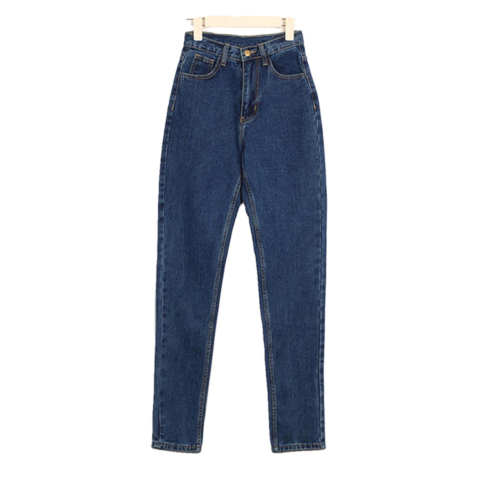 UKKO Jeans da Donna Jeans Pantaloni Morbidi Femminili Dritta Tutto Partita A Vita Alta Femme Pantaloni Denim Lunghi più Dimensioni