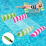 amaca gonfiabile,4 in 1 letto galleggiante gonfiabile, piscina gonfiabile per adulti piscina estiva mare (verde, rosa)