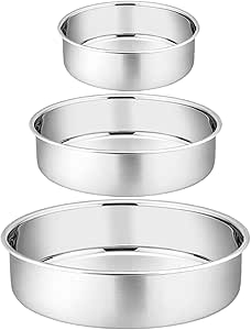 Stampi Da Forno Rotondi Homikit 16cm - Acciaio Inox, 2 Pezzi, Lavabili In Lavastoviglie, Per Torte E Biscotti - Foto 2