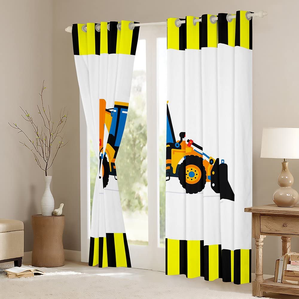 Cortinas Opacas para Ventana de Excavadora de construcción de Dibujos Animados para oscurecer Ventanas, vehículos, Camiones, automóviles, maquinaria, Bulldozer grúa (30%-50%) para tratamientos de Ven