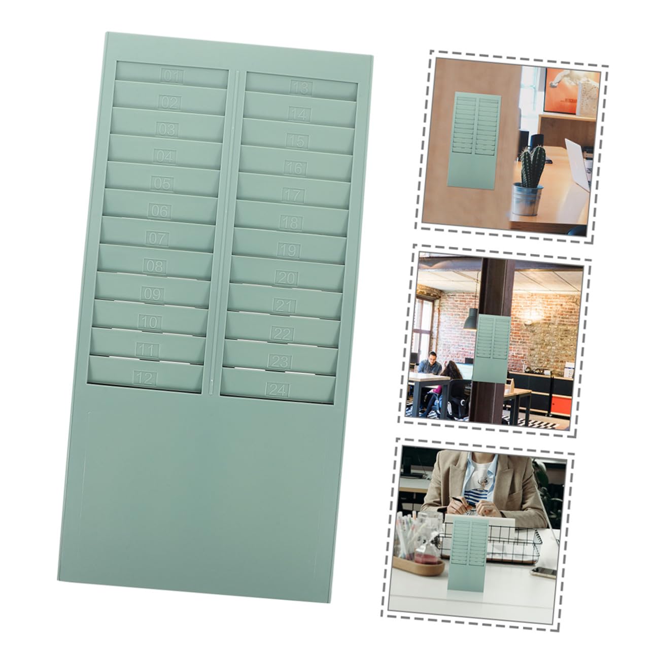 LALAFINA 2 Piezas Portatarjetas para Máquina de Asistencia, Tarjetero de Plástico de 24 Ranuras, Diseño de Pared, Instalación Fácil, Alta Capacidad, para Oficinas y Distintos Entornos