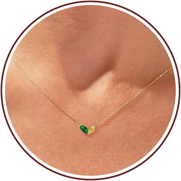 Birthstone Necklace for Women Dainty Gold Necklace with 2 Birthstone Christmas Stocking Stuffers Teen Girl Gifts Trendy Stuff Birthday Gift Moms 2025 Graduation Gift Adjustable Anniversary Jewelry for Daughter Girlfriend Friend