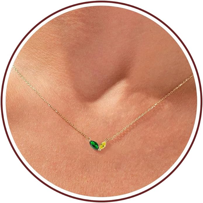Birthstone Necklace for Women Dainty Gold Necklace with 2 Birthstone Christmas Stocking Stuffers Teen Girl Gifts Trendy Stuff Birthday Gift Moms 2025 Graduation Gift Adjustable Anniversary Jewelry for Daughter Girlfriend Friend