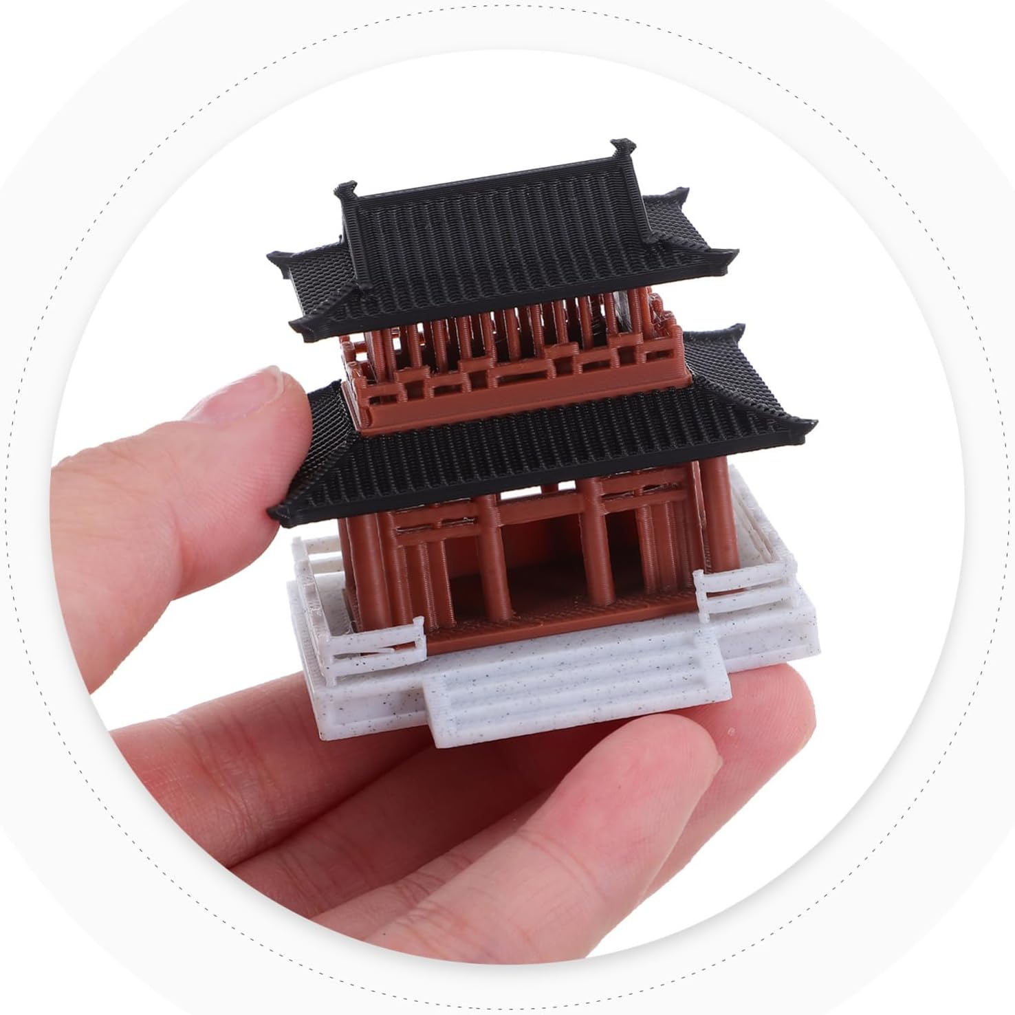 Vintage Mini Pavilion Ornament for Fish Tank - Landscaping Miniature Asian Ancient Building Model, Compact Retro Micro Landscape Decoration for Aquarium and Home Display