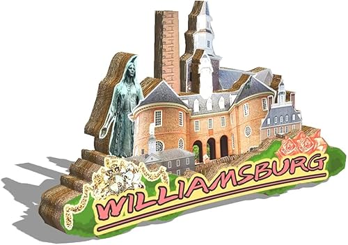 Miniatura 2 de Imán de Williamsburg de Estados Unidos para nevera de madera 3D, monumentos de viaje, coleccionables, recuerdos, decoración hecha a mano