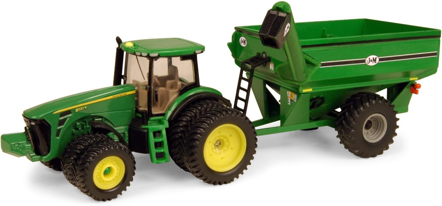 ERTL Tractor Toy with J&M Grain Cart - 1:64 Scale - Farm and Construction Toys - Authentic Die-Cast Tractor Toys - 8 Years and Up