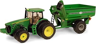 ERTL Big Farm John Deere Tractor Toy with J&M Grain Cart - 1:64 Scale - Farm and Construction Toys - Authentic Die-Cast John Deere Tractor Toys - 8 Years and Up