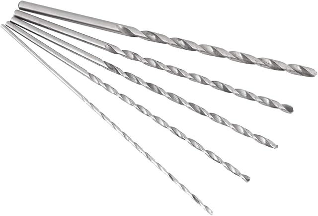 Extra Long High-Speed Steel Twist Drill Bits, High Hardness Spiral Drill Bit for Drilling Wood, Plastic, Aluminum and Composite Materials, Set of 5 Different Sizes 2mm, 3mm, 3.5mm, 4mm, 5mm