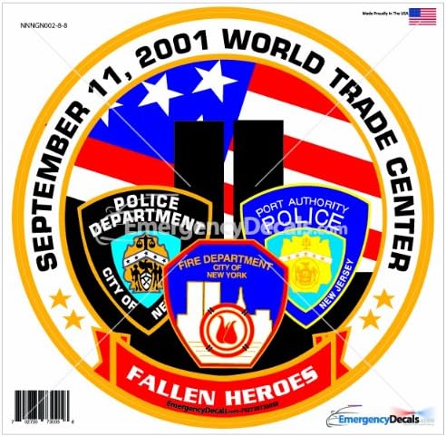 911 Memorial 8 inch decal: Fallen Hero's Police, Fire & Port Authority