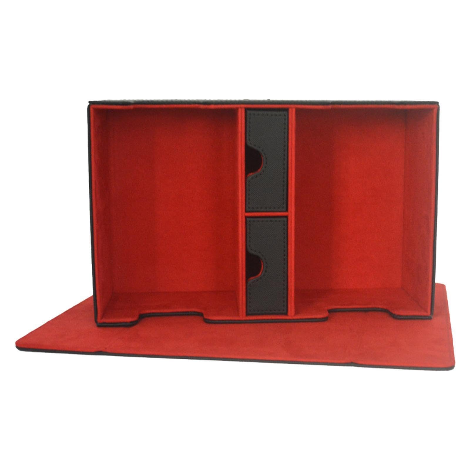 KIXZSAZ Dual Compartment Card Game Deck Storage Box for Multiple Uses Compact and Durable Holds Multifunctional, Black Red, 265x182x98mm