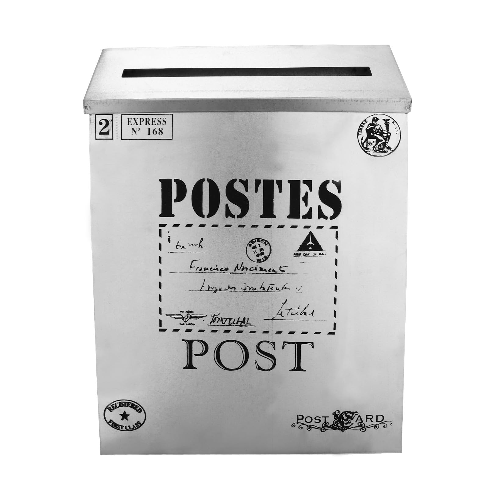 Boîte aux lettres murale vintage en tôle déco maison et boîte à journaux bureau