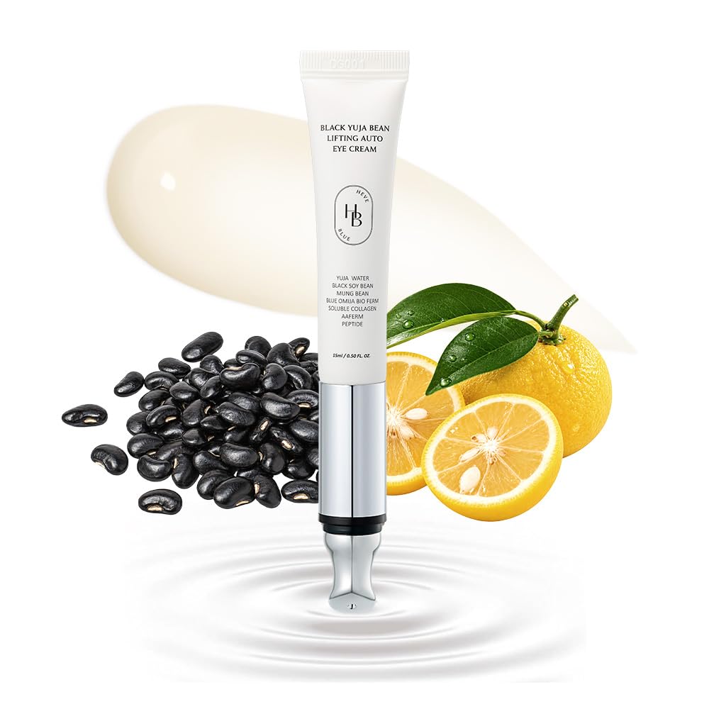 HEVEBLUE Black Yuja Bean Lifting Auto Eye Cream | 15ml | Ultrasonic Vibrating Eye Cream, Reduces Puffiness, Under-Eye Bags, Dark Circles, Fine Lines & Wrinkles, Anti-Aging