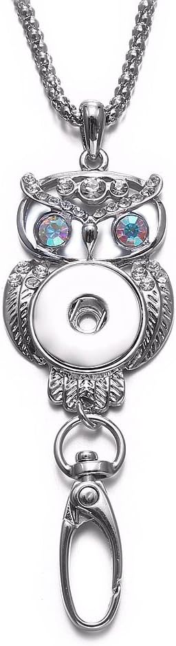 Soleebee 34.3 inches Office Lanyard Snap Button Jewelry ID Badge Lanyard Necklace with Swivel Oval Clasp for ID Badges Keys (Colorful Eyes Owl)