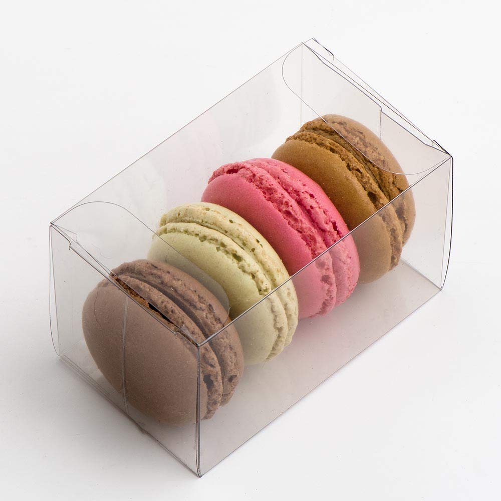 Italian Options Macaron Box for 3-4 Macarons, Food-Safe, Cookie Boxes, Macaron Treat Boxes for Cakes and Biscuits, Empty Transparent Gift Box, 10-Pack, 80 x 50 x 50mm, Transparent