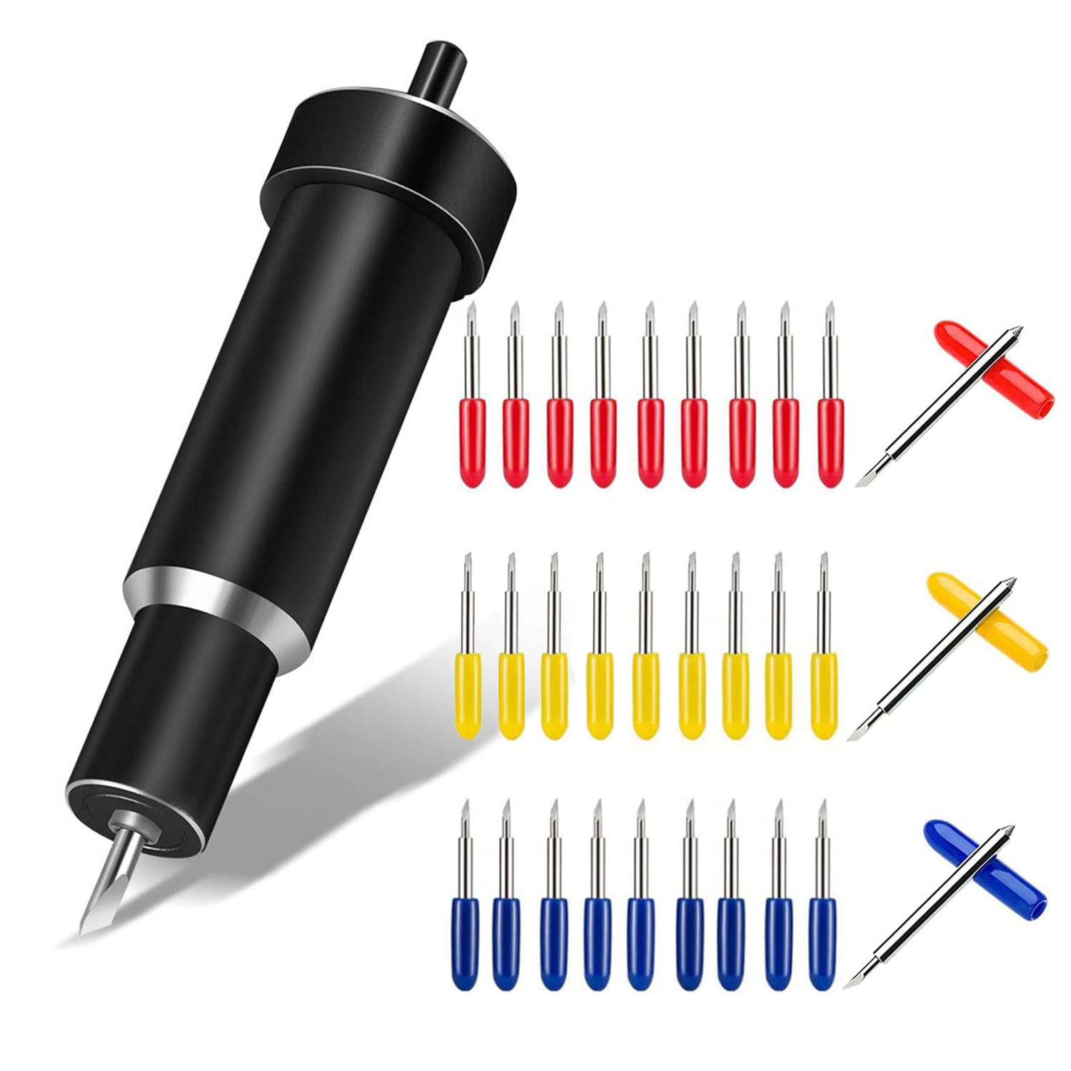 KIMLONTON カッティングマシン 替刃 30° 45° 60° 30個 ステカ 替刃 プロッターカッティングマシン交換用ブレード ビニールカッター ブレードホルダーベース付き