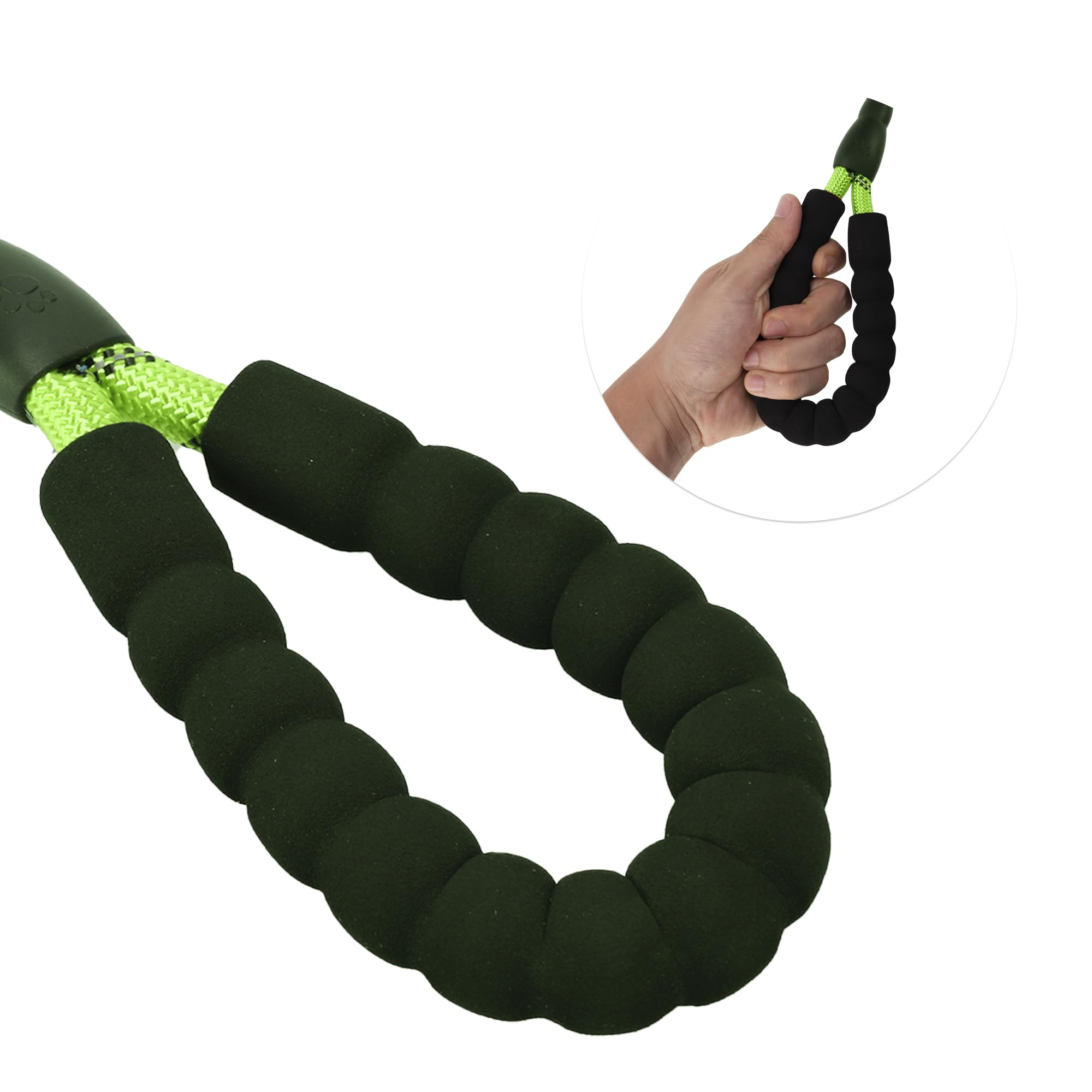 CAPASTEC Guinzaglio per Cani Corda Riflettente in Nylon, Manico in Spugna, Verde, Lunghezza 130cm Dia. 1/2 Pollice