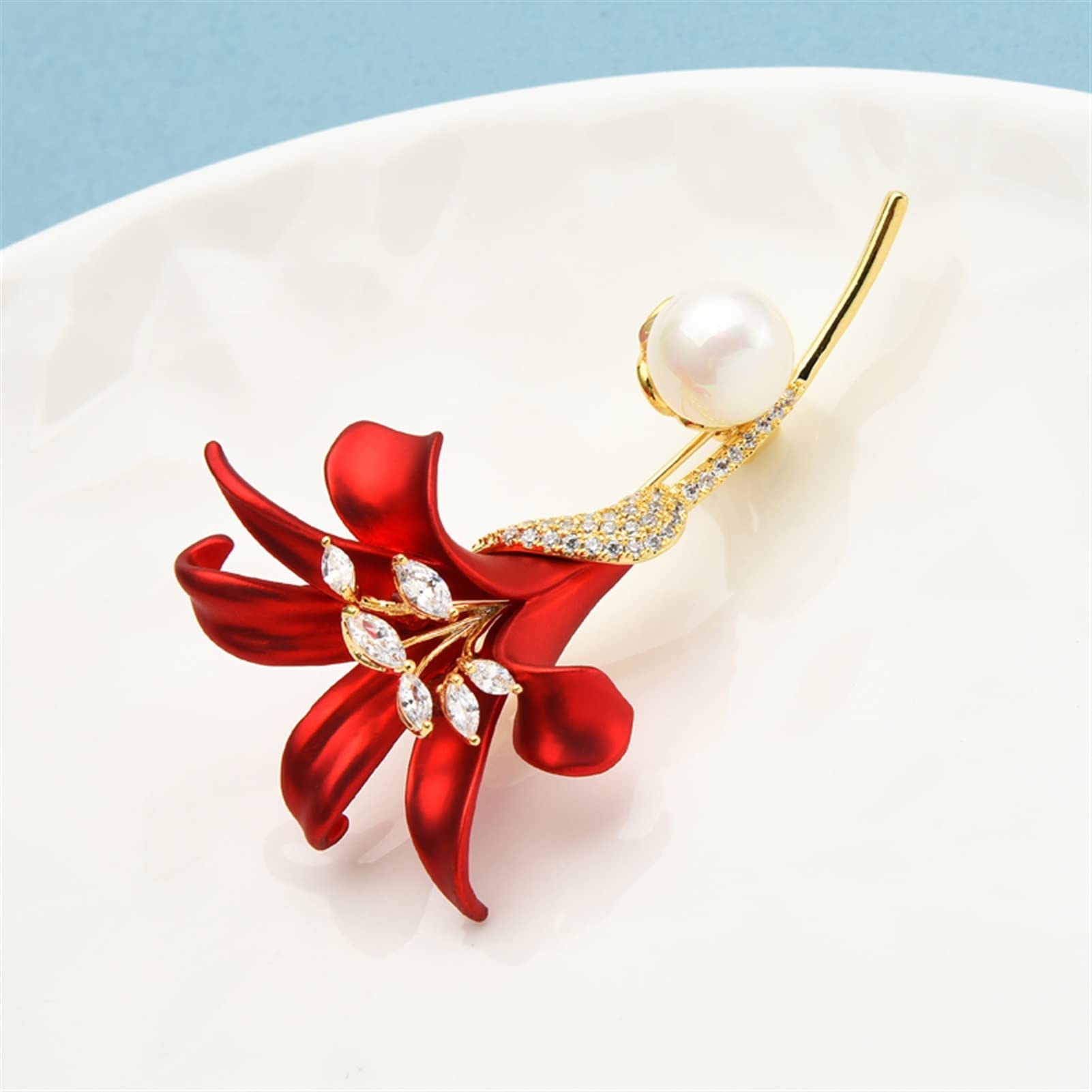 Brooch Broches for Mujer Damas Accesorios de Moda Damas Elegante Esmalte Lirio Broche Cubic Zirconia Flor Fiesta Banquete Broche Broches for Mujeres