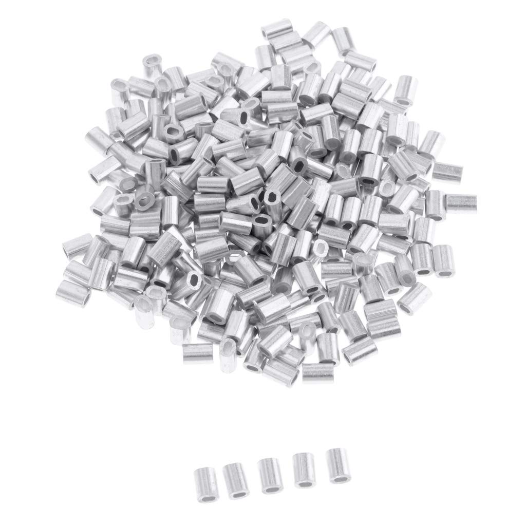 Leeadwaey Paquete de 100 piezas de aluminio para pesca con doble cañón de 0,8 mm