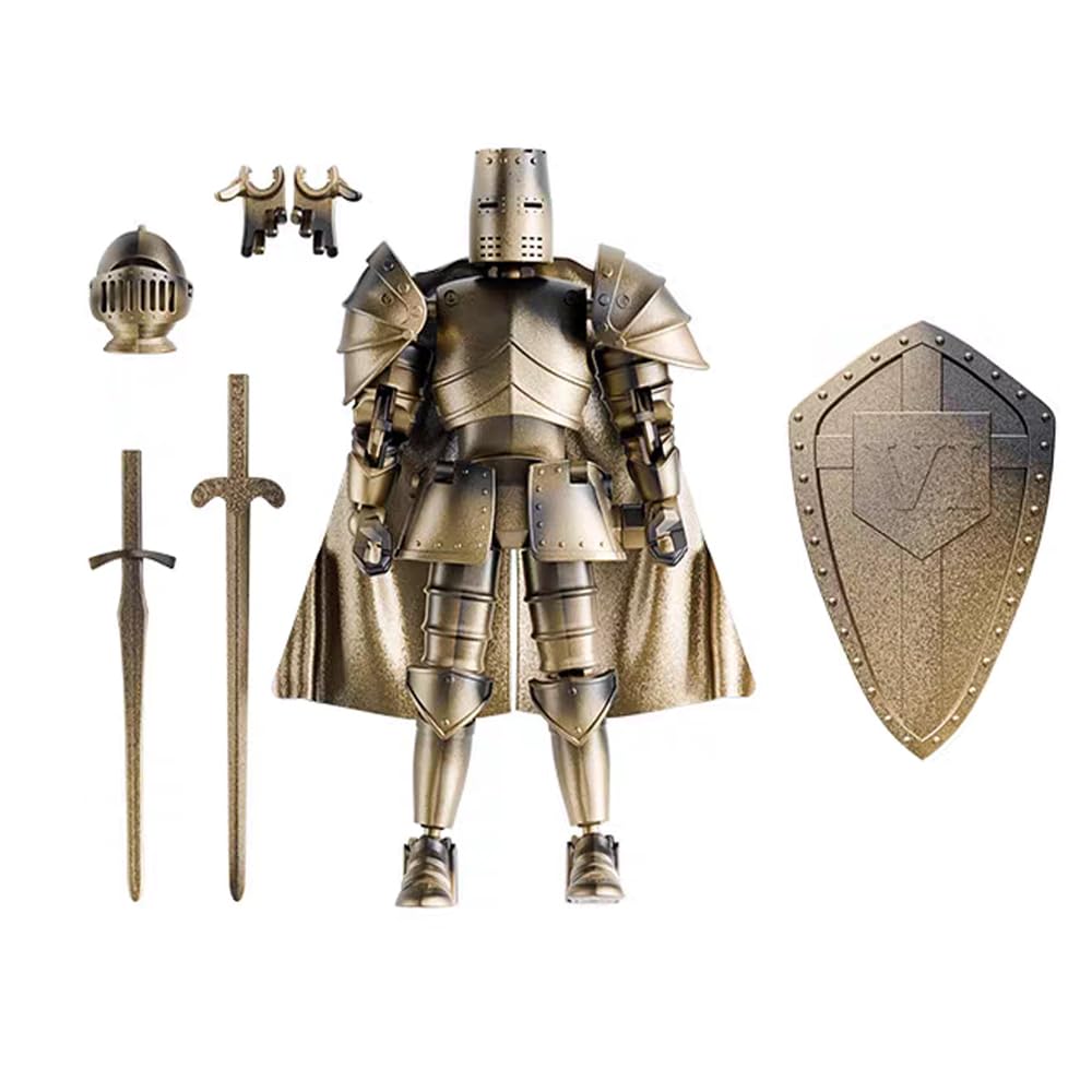 FOTN Mittelalterliche Actionfiguren, Ritterpanzer-Actionfigur, mehrgelenkige, bewegliche Roboterpuppe T13, Dummy 13 Actionfigur (Montage erforderlich) (A-Golden)