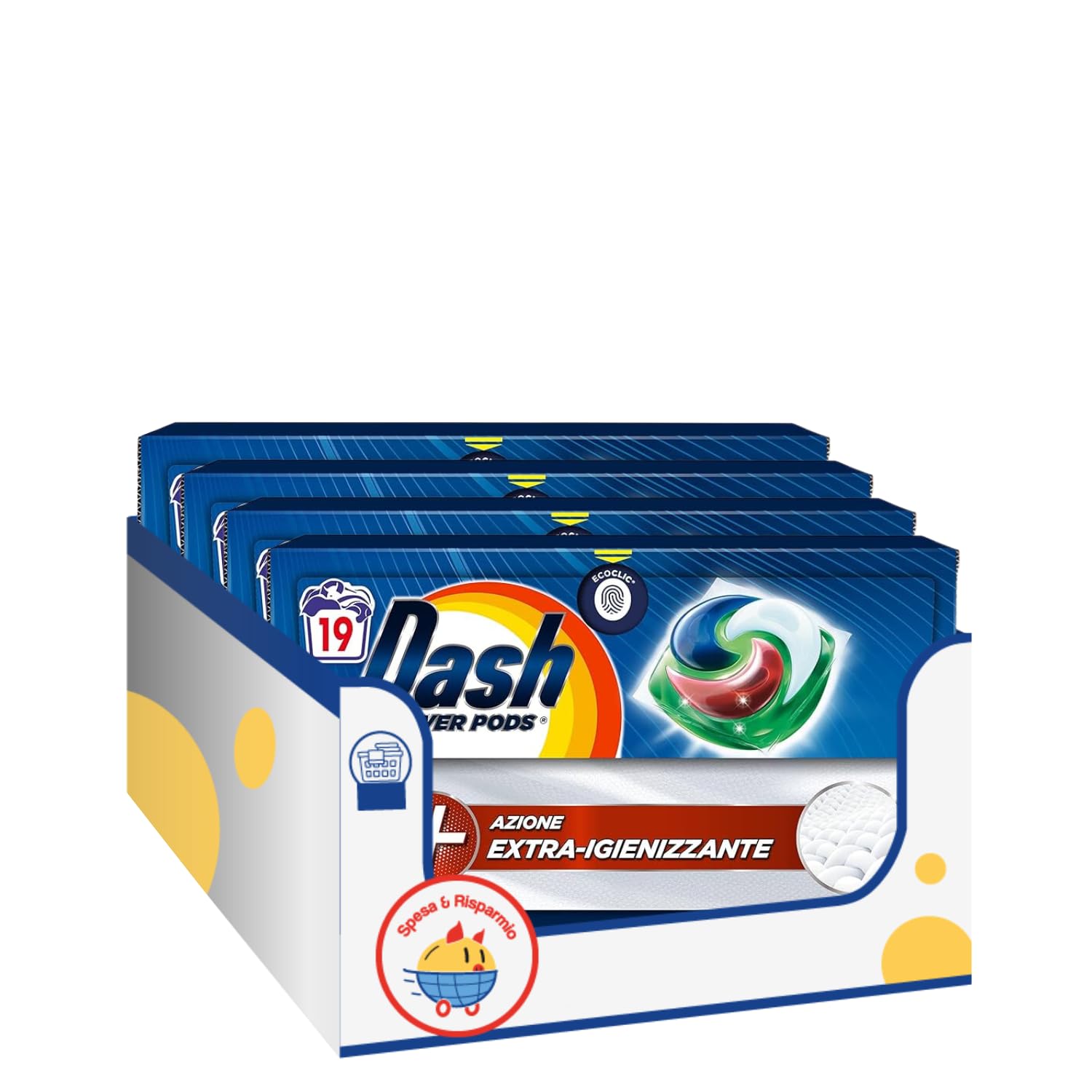 Capsule Detersivo Lavatrice Extra Igienizzante – 19 Lavaggi kit con Spugna Brandizzata SPESA & RISPARMIO Inclusa – Variazioni 4/8/12 Pezzi (4)