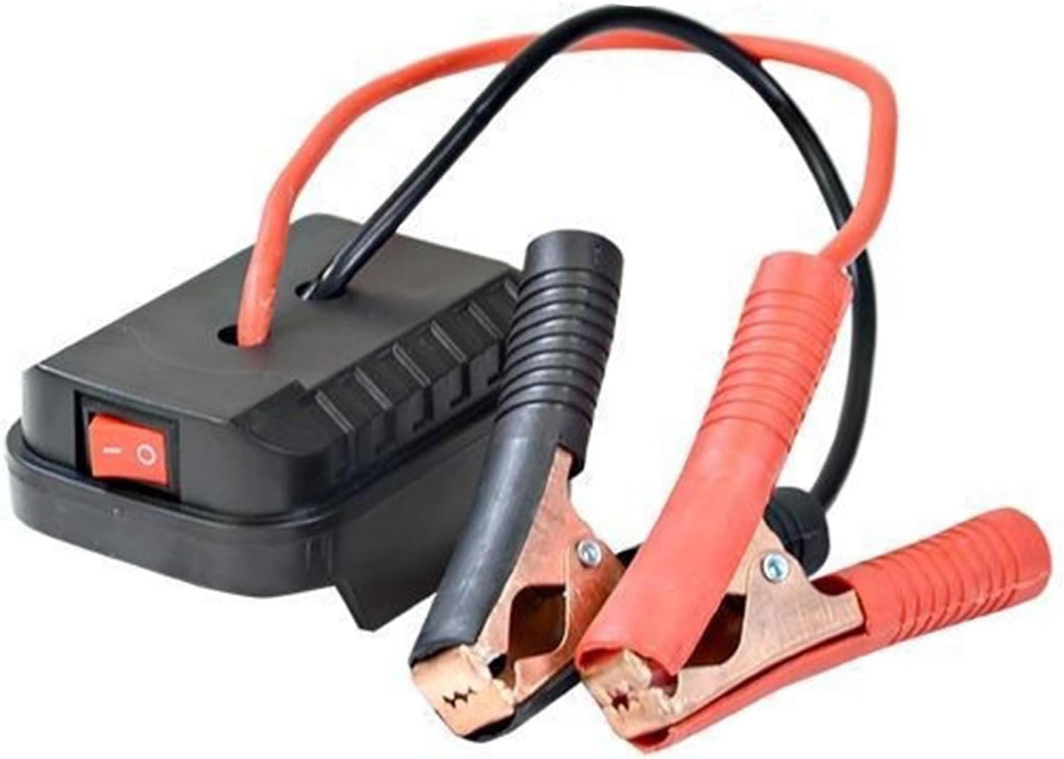 Easy to carry car emergency power pack with clamps to quickly increase vehicle battery and device charge