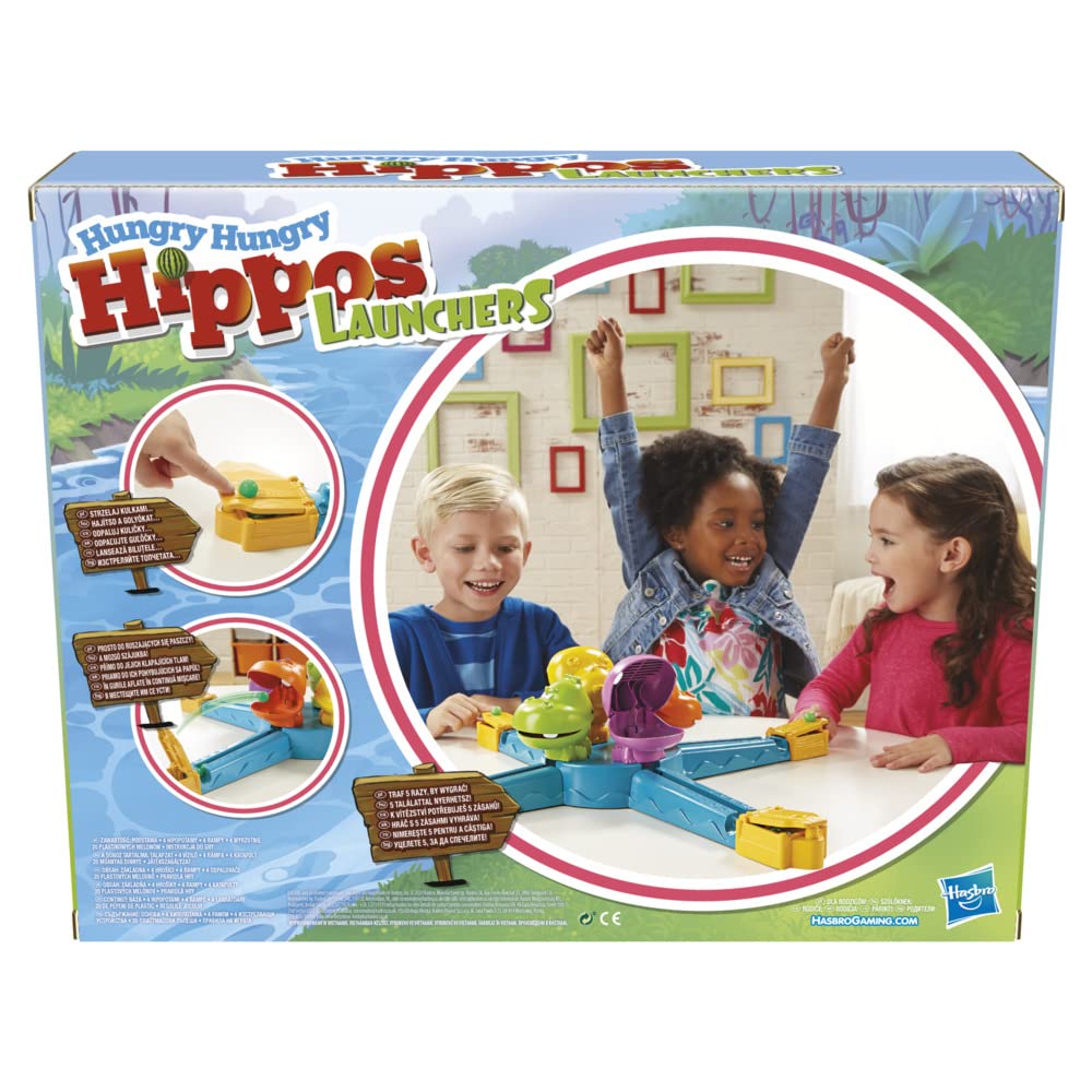 Hungry Hungry Hippos Launchers Kinderspiel ab 4 Jahren, elektronisches Kindergartenspiel für 2 bis 4 Spieler