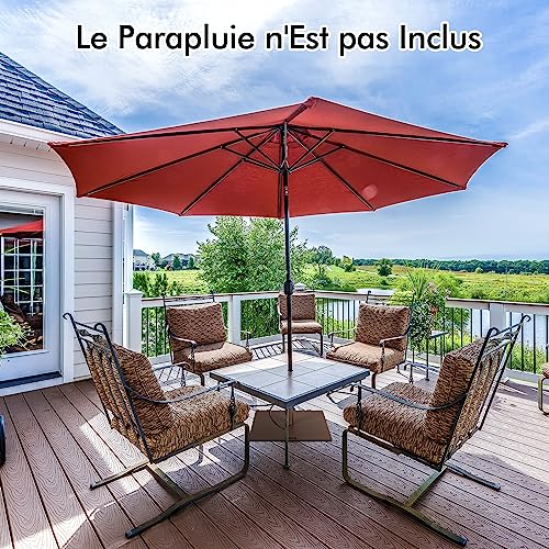 Pied de parasol lourd COSTWAY 22,5 kg marron pour mât de 4 à 5 cm - 3