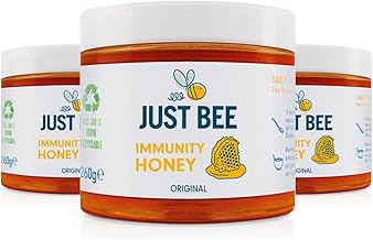 Just Bee Immunity Honey (3 x 260g) | Pure natural honey with Vitamin D, C, B6, B12 and Echinacea | Raw and Unpasteurised | Vitamin Rich | For Daily Immune Support