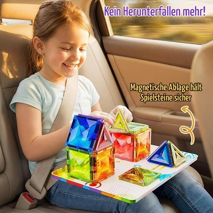 burgmate Magnetische Bausteine 48-teilig mit großer Eisenbox: 7,5 cm Tiles – Ansicht 2