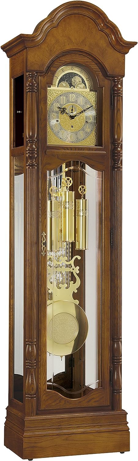 Howard Miller Ridgeway Freedman Floor Clock II, Analog Display Treasure Finish Lyre Pendulum, Cable-Driven Triple-Chime Movement Modern Grandfather Clock for Bedroom, Living Room & Home Decor