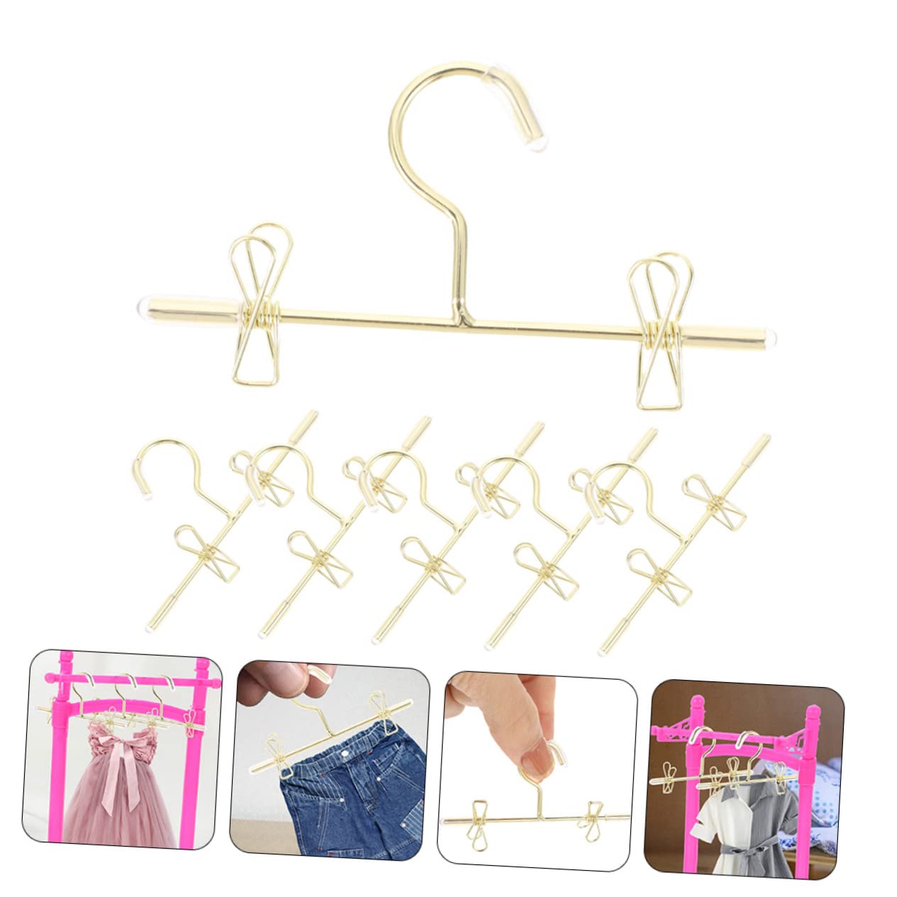 ABOOFAN Mini Perchas para Ropa De Muñecas De Hangers para Decoración De Muñecas Y Exhibición De Vestidos 6 Piezas X 5