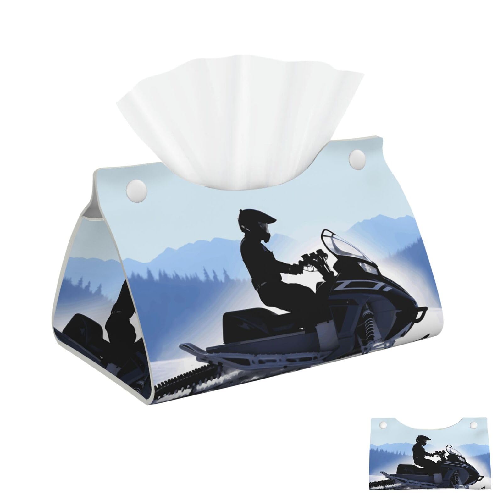 Snowmobile Tissue Box Cover Square Cube Boxes