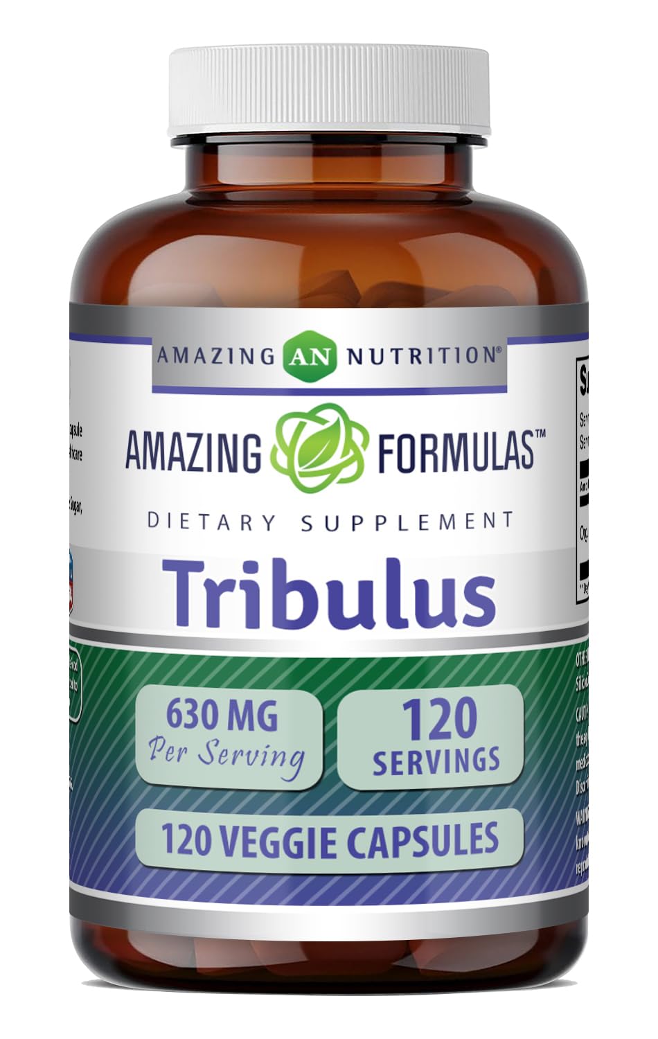 Amazing Formulas Tribulus Terrestris Extract 630 Mg | (Made with Organic Tribulus) | Veggie Capsules Supplement | Non-GMO | Gluten-Free | Made in USA (1 Pack | 120 Count)
