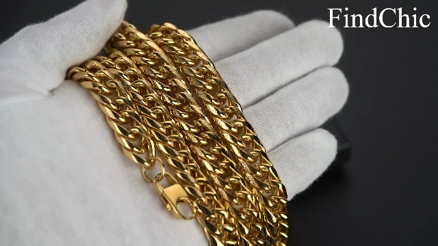 Gioielli personalizzati all'ingrosso in acciaio inox 18K placcato oro cubano col