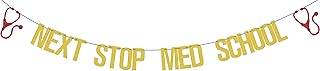 Next Stop Med School Banner, Congrats Doctor/Med School Survivor Cake Decor, Medical Degree Graduation Party Decoration Supplies, Congrats Doctor 2025 Graduate Decor Gold Red