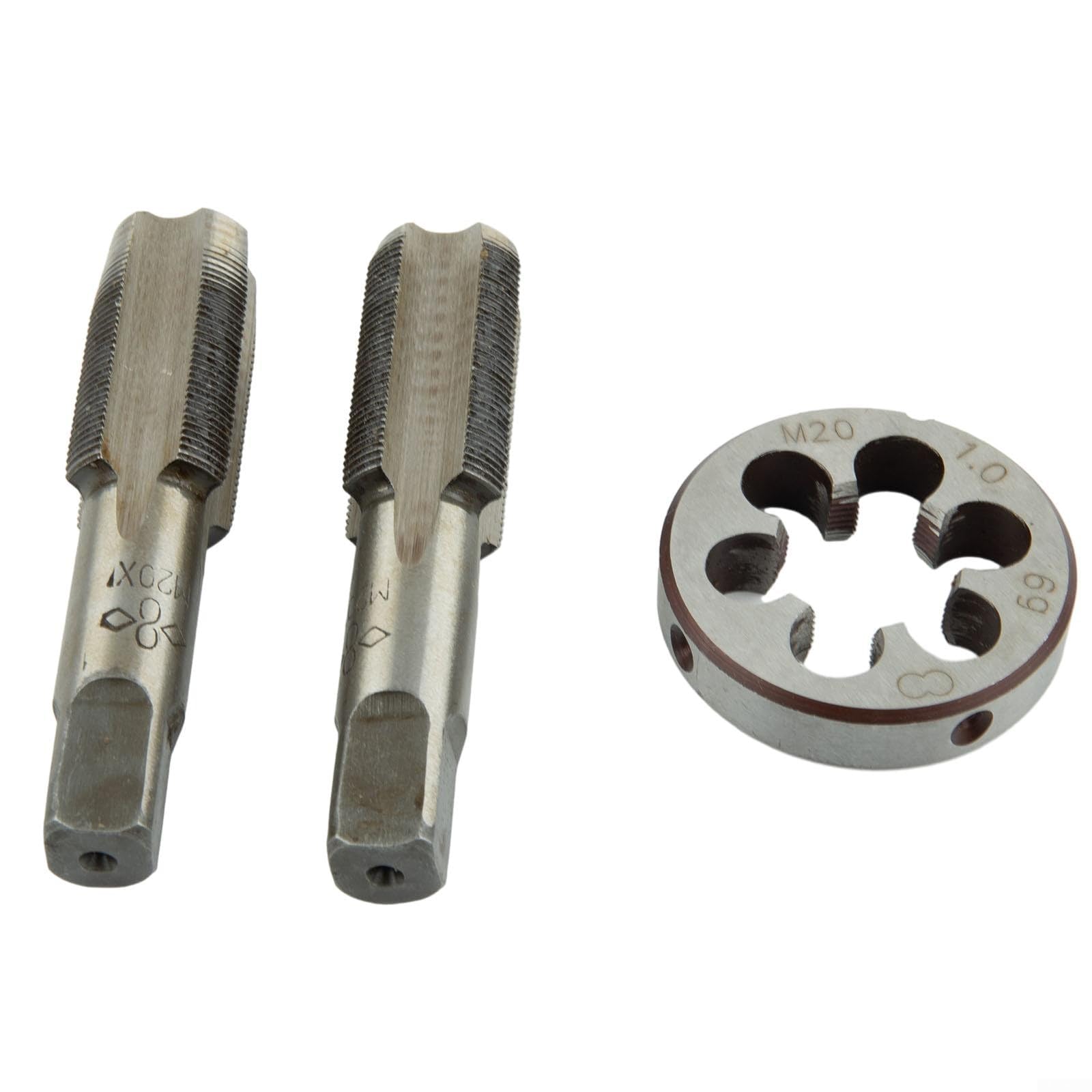Zestaw gwintowników i narzynek, gwintowniki i narzynki do gwintów okrągłych, stal szybkotnąca M20x1 mm, gwint stożkowy i narzynka M20x1 mm, gwint metryczny prawy