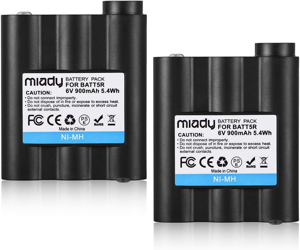 Miady BATT5R AVP7 Rechargeable Batteries 6V 900mAh for GXT Walkie Talkie GXT1000 GXT1050 GXT850 GXT860 GXT900 GXT950 and More