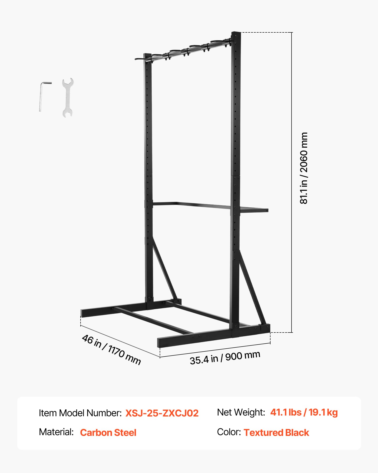 VEVOR Portabici Verticale in Acciaio al Carbonio, Capacità di Carico 136 kg per Massimo di 5 Biciclette, Portabici Indipendente, per Casa, Garage, Supporto per Biciclette per Interni Esterni