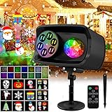 Christmas Projector Lights Outdoor, 2-in-1 Ocean Wave Light Projector, LED Water Wave & Rotating...